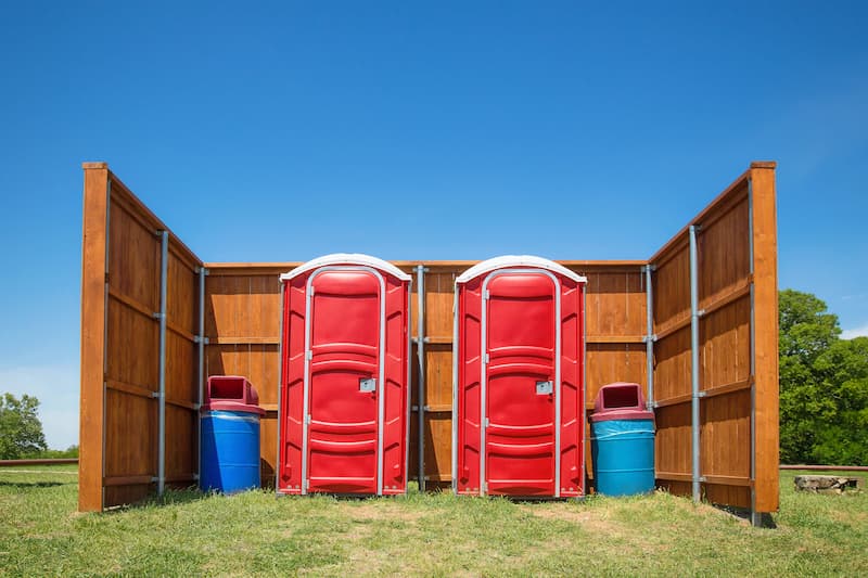 Short-term porta potty units staged for delivery in Hastings, Nebraska